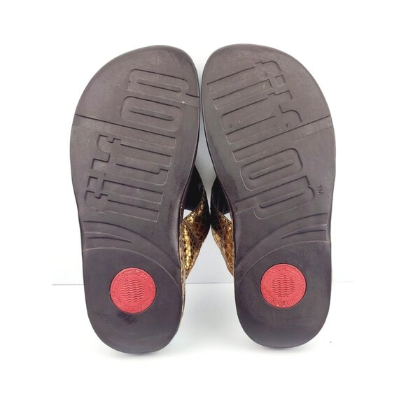 Fit‎ Flop Gold Animal Print Sandals - Size 9 - Picture 8 of 8